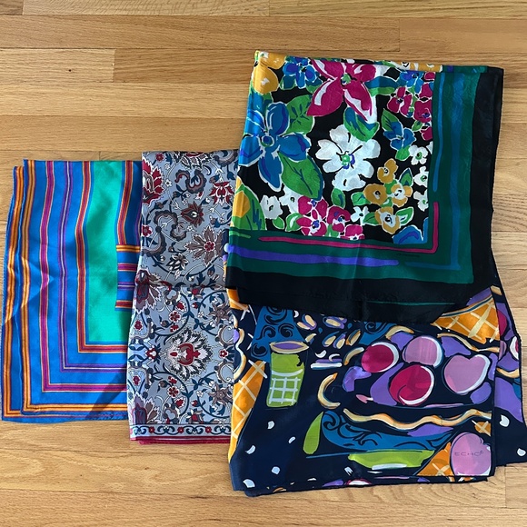 Silk or Silk Blend Scarves Four 4 Total Various Designers - Picture 1 of 16